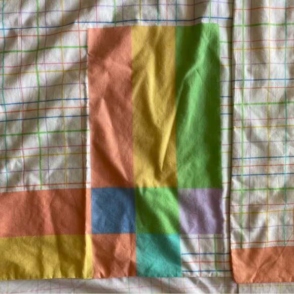 Vintage 90s Pastel Grid Geometric Lines Sheet Set - Picture 11 of 11